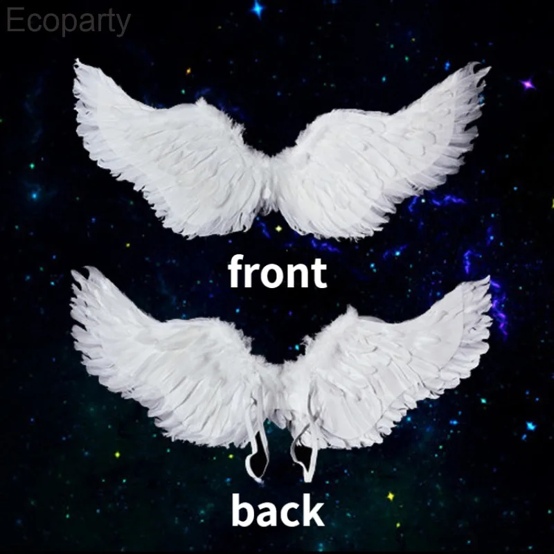 Anime Cosplay Angel Wings White Feather Devil Wings Swallow Shaped Kids Adult Performance Feather Wings Bride Flower Child Dress