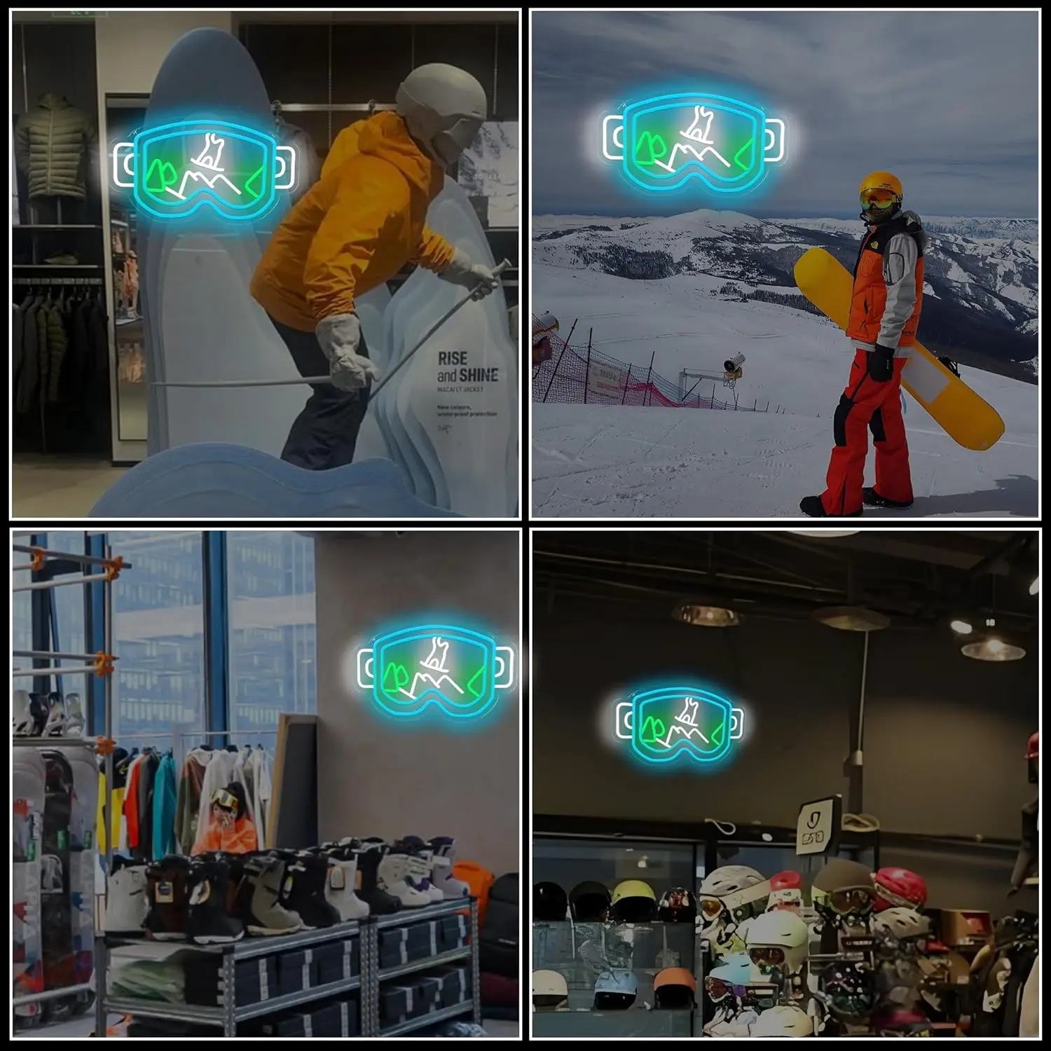 نظارات التزلج النيون USB عكس الضوء LED ضوء النيون تسجيل لشرب بار رجل كهف غرفة نوم فندق متجر لعبة غرفة ديكور جدران الطرف