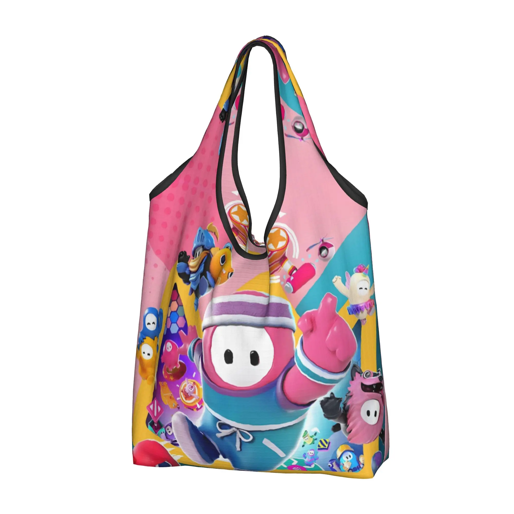 Fashion Printed Fall Guys  Battle Royale  Shopping Tote Bag Portable Shoulder Shopper Video Game  Handbag