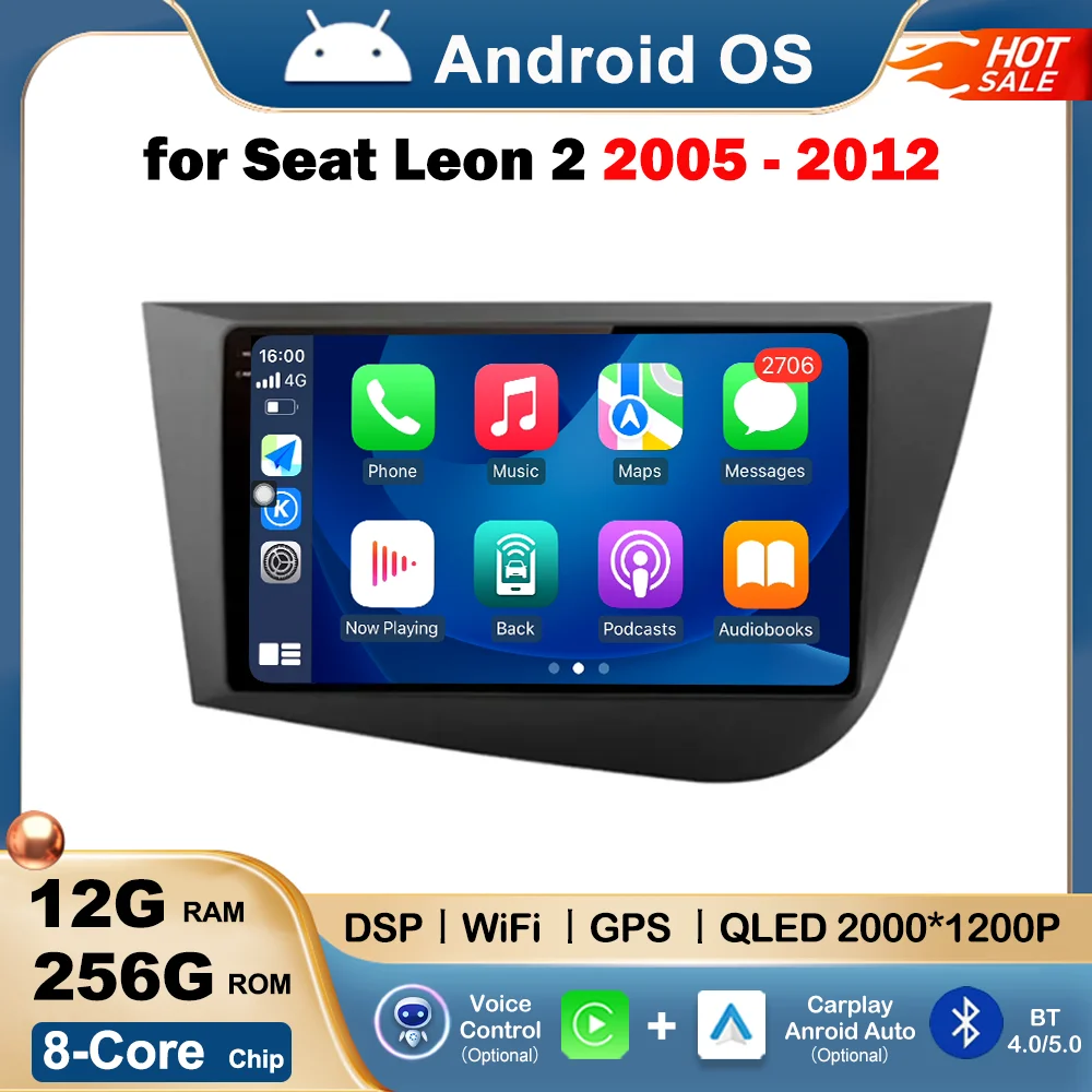 

LHD for Seat Leon 2 2005 - 2012 Car Video Mulltmedia Player GPS Navi Android OS Wireless Carplay DSP Stereo No 2 din Auto Tools