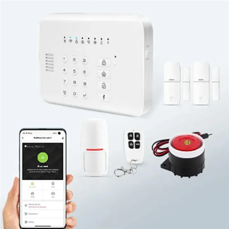 REPLA-Tuya APP Remote Control WIFI+GSM Alarm System For Home Security Burglar Alarm Sensor PIR Motion Detection Door Contact