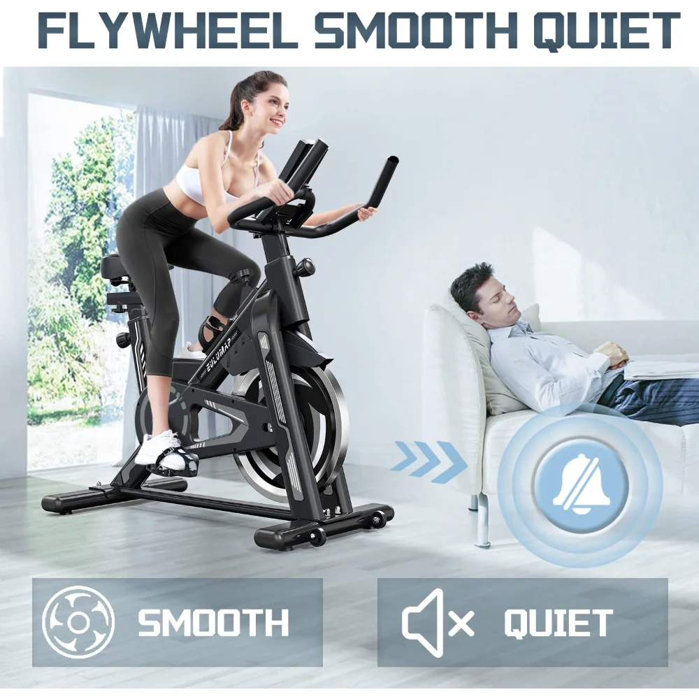 

2023 Indoor Cycling Bikes Stationary Indoor Cycling Bike GYM with Tablet Holder and LCD Monitor Silent Belt Drive Quiet Flywheel