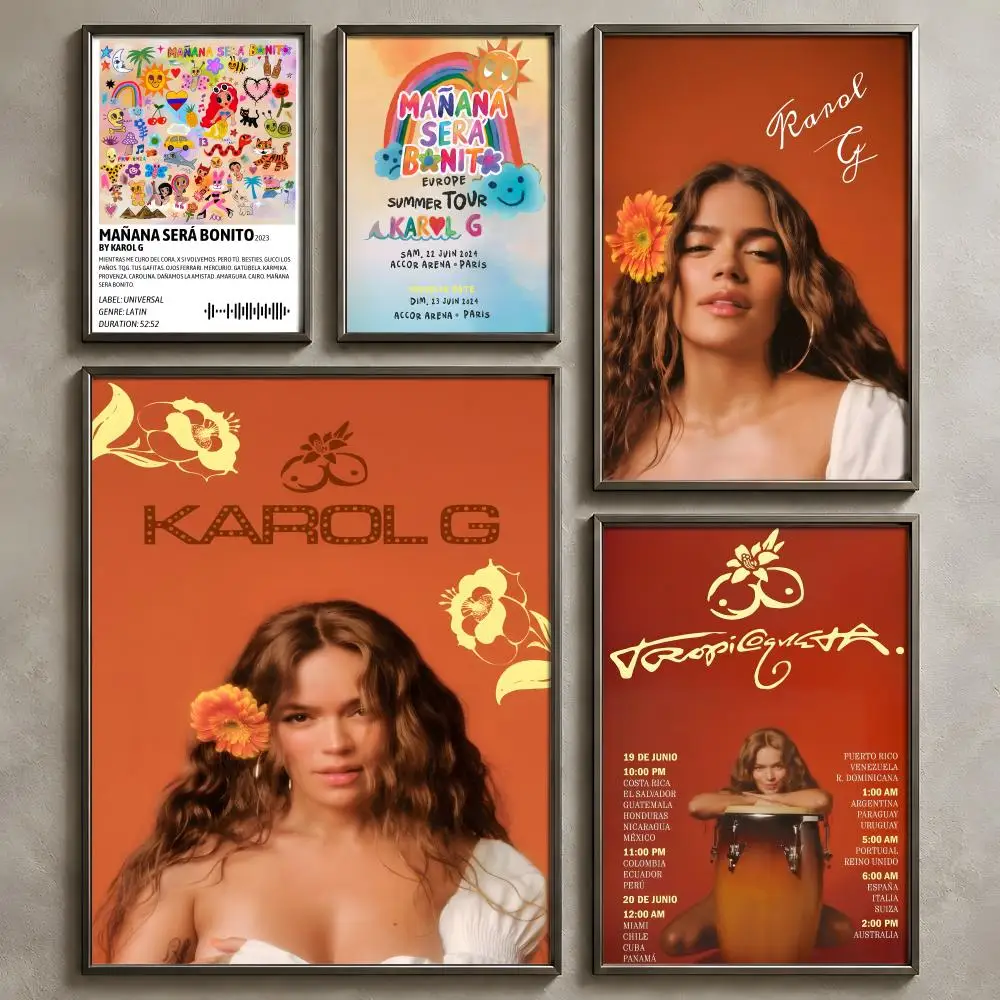 Singer K-KAROL G-g Poster Vintage Self Adhesive PP Wall Art Home Bar Bedroom Decor Gift
