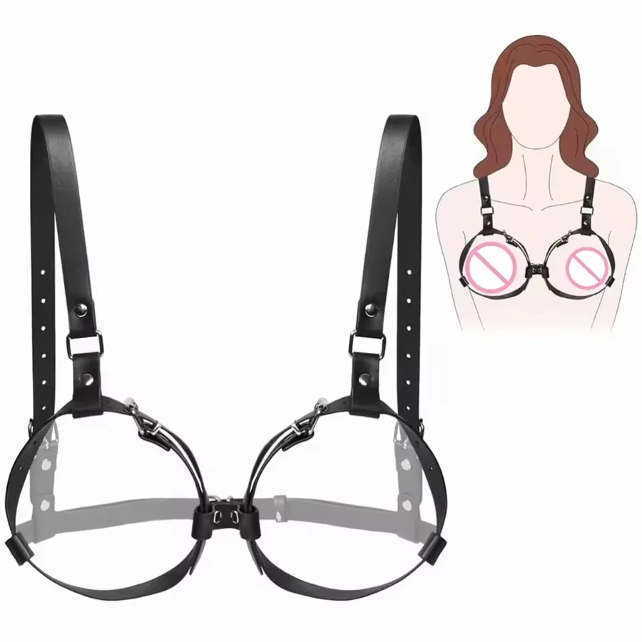 BDSM Breast Bondage Harness B To D Cup Leather Fetish Sexy Chest Restraints Punk Gothic SM Bra Belts Straps Sex Toys For Women