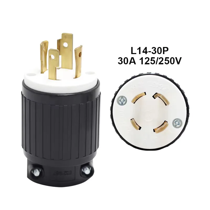 LK6431 US NEMAL14-30P Male Power Plug 30A125V 250V 4Pin Copper Electrical Industrial Wiring RV Connector Inlet American Standard