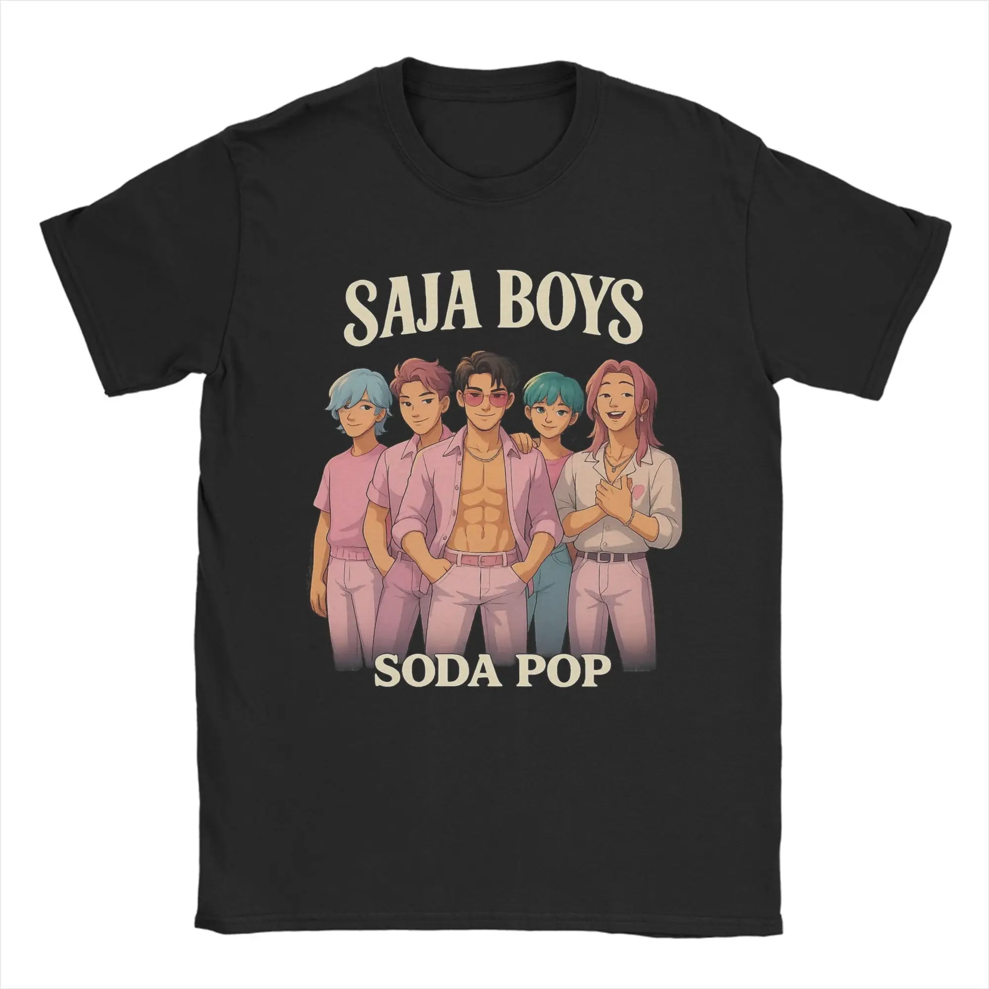 

Saja Boys Soda Pop K-Pop Demon Hunters футболки мужская футболка из чистого хлопка с круглым вырезом футболка с короткими рукавами одежда с принтом