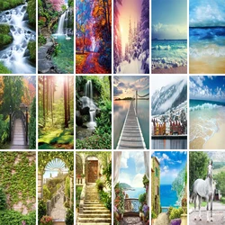 Landscape Series 3D Door Sticker Full Door Wrap Mural Cover Removable Waterproof PVC Steps Bridge Home Door Decals Renovation