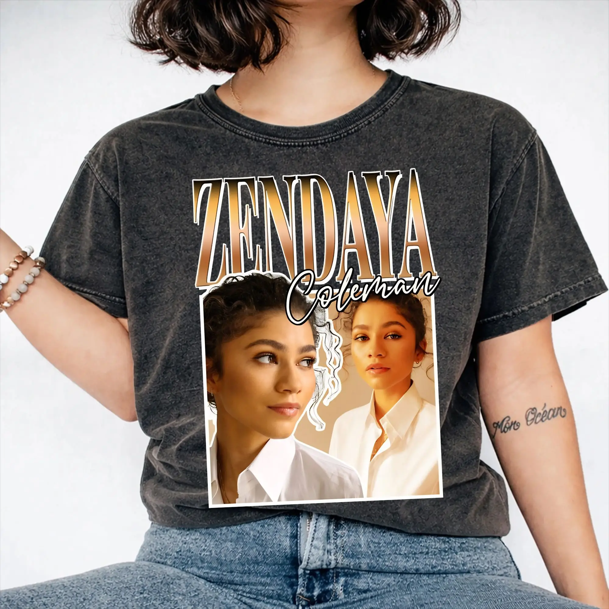 Summer Ruby Rue Zendaya Washed T Shirts Outfit Oversize T-Shirt  Men Women Tee