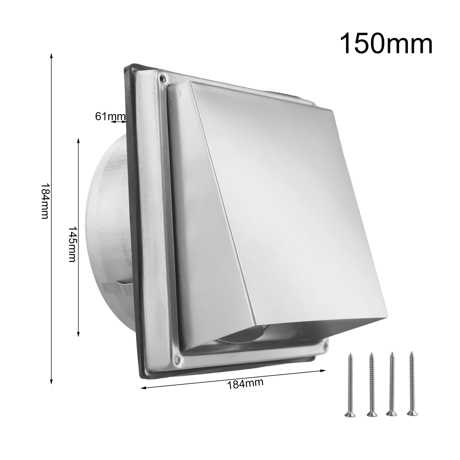 Grade de ventilação de ar para capô de parede, aço inoxidável, difusor, tampa de ventilação, extrator quadrado, tampa de ventilação, 100/125/150mm