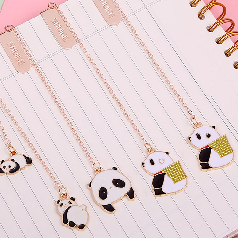 1pc Funny Panda Book Page  Metal Bookmarks Cute Pagination Mark Creative Separator Pages Tags Stationery School Office Supplies