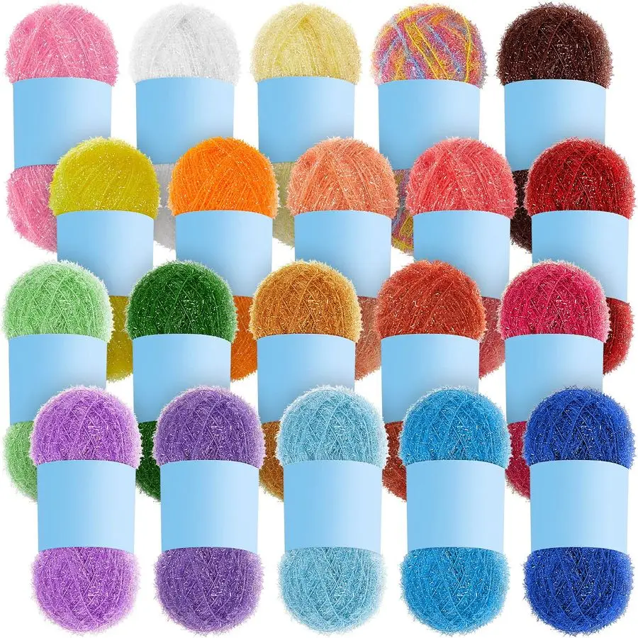 

20 Skeins Scrubby Yarn for Dishcloths Assorted Colors for Crocheting Polyester Scrubby Assortment Pastel Yarn for Knitting Dishw