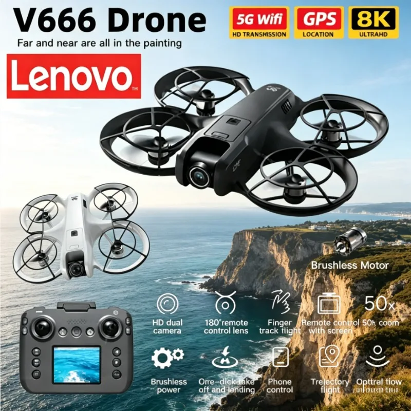 

Дрон Lenovo V666 MINI 4K/8K профессиональный с Wi-Fi 5G, обходом препятствий, бесщеточным двигателем, удержанием высоты, режимом Headless, радиоуправляемый квадрокоптер-игрушка