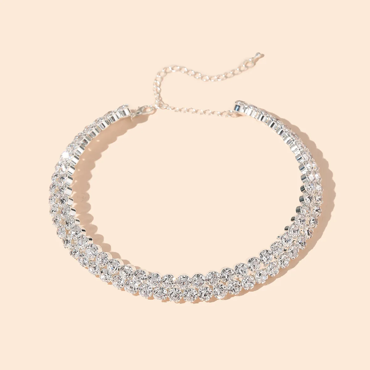 BLIJERY New Double-layer Rhinestone Choker Necklace Round Flower Crystal Ins Trendy Neck Jewelry Statement Bridal Wedding Collar