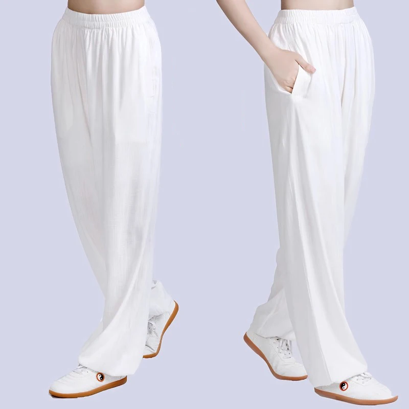 Tai Chi Pants Kung Fu Martial Art Pants Cotton and Linen Elastic Yoga Pants Trousers Taiji Lounge Pant Quick-Drying Lantern Pant