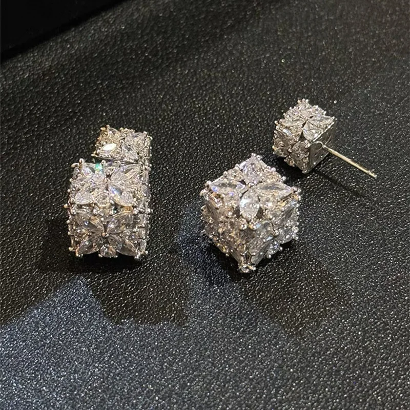 ZAKOL Luxuriöse Glänzende Zirkonia-Ohrringe für Damen, Quadratische CZ-Hängeohrringe, Brautschmuck für Hochzeiten und Partys – Detail 7