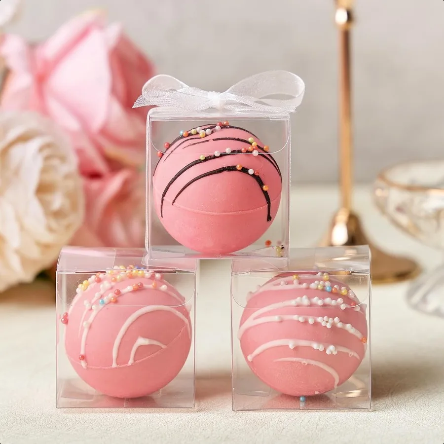 Clear Favor Boxes Mini Transparent Cube Treat Boxes with Ribbons