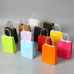 Mini bolsa de papel Kraft pequeña con asas, bolsa de regalo para Festival, dulces de alta calidad, 10/20/30/50 piezas