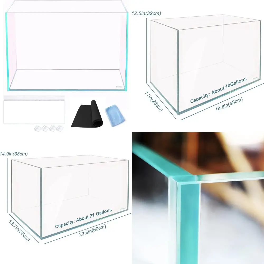 

Ultra Clear Glass 6-60 Gallon Rimless Aquarium with 21 Gallon Top Glass Cover