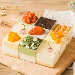 10/20PCS Square Dessert Cups Disposable Dessert Cups Mousse Cake Appetizers Yogurt Wedding Birthday Party Christmas Supplies