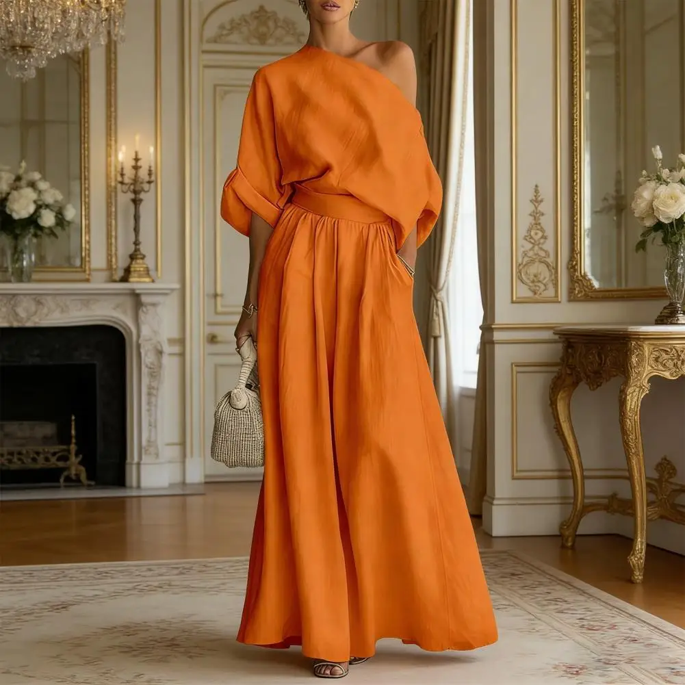 

Модный льняной костюм-двойка с рукавом 7/8 для женщин: элегантные свободные брюки с широкими штанинами для офиса, весна-лето, новинка