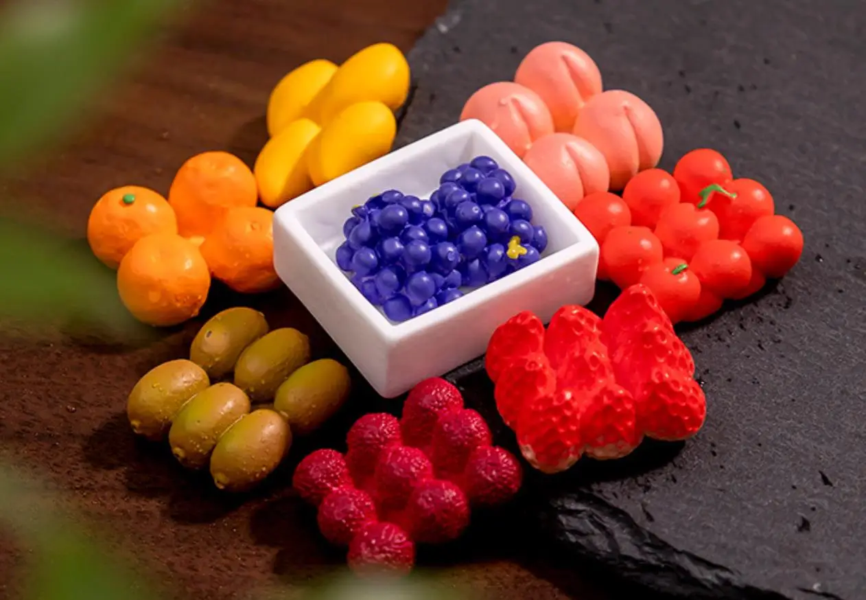 

100pcs 3D Fruits Mango Strawberry Resin Cabochon Kawaii Simulation Fruit DIY Scrapbooking Jewelry Charms Accessories