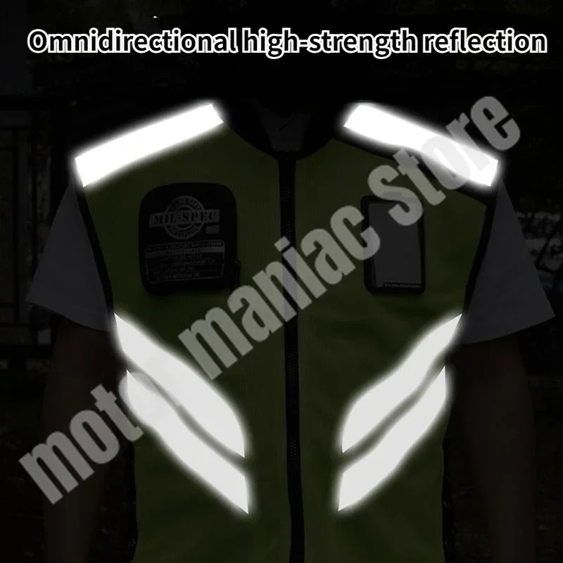 Motorcycle Safety Riding Suit Reflective Vest Motorcycle Travel Night Fluorescent Breathable Biker Vest Motorcycle Cooling Vest