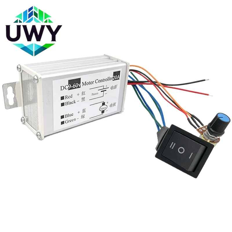 DC9‑60V 20A PWM DC Motor Speed Controller Forward Reverse Switch Adjustable Speed Regulator Governor