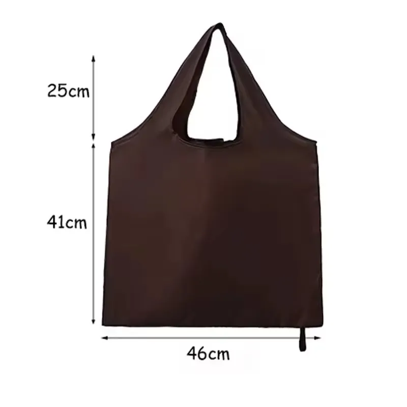5 Stück Einkaufstasche, einfarbig, umweltfreundlich, faltbar, wiederverwendbar, tragbare Schultertasche aus Polyester für Reisen, Lebensmittel – Detail 1