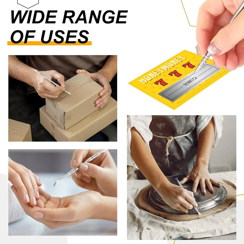 ABAE-3 Pcs Metal Lottery Ticket Scratcher With Storage Box Lottery Ticket Scratcher Tool Lottery Ticket Holders For Adults