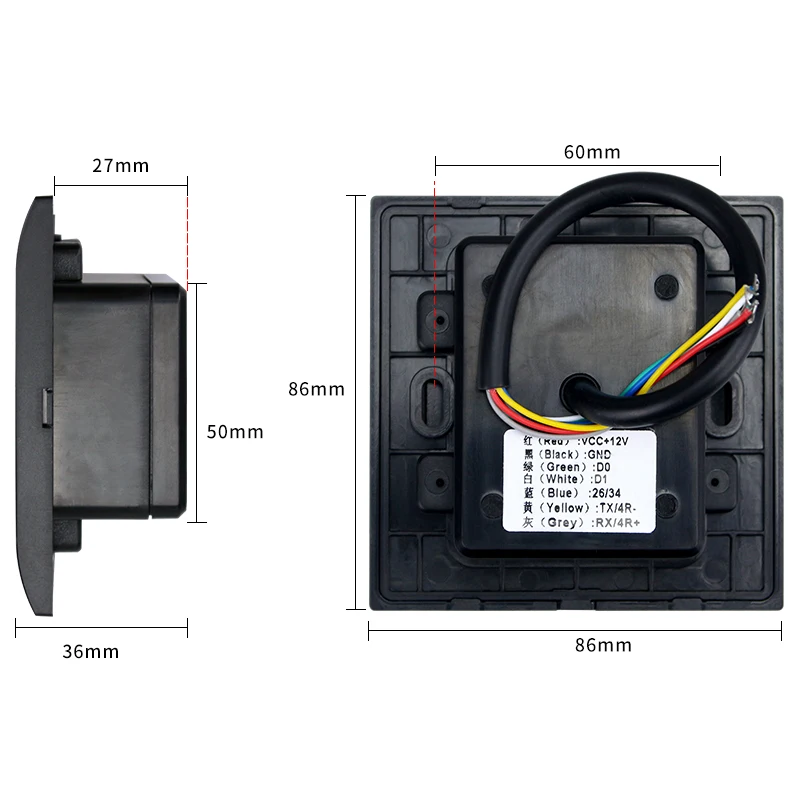 QR Code Access Control Reader 125KHz RFID, ID Card Scanner with RS232/RS485/USB/Wiegand for Office/Apartment/Warehouse
