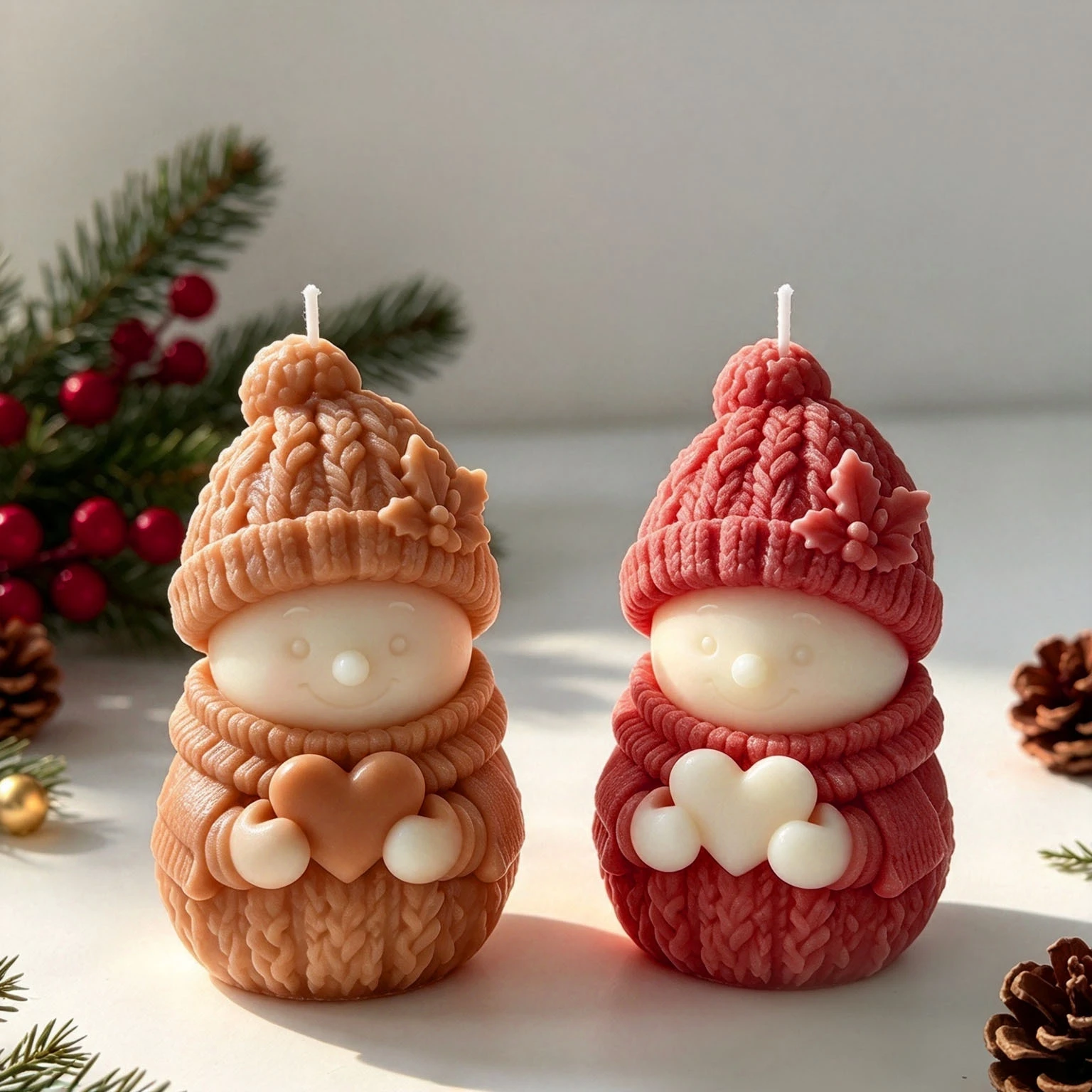 Christmas Snowman Heart Hug Silicone Candle Mold DIY Aromatherapy Wax Plaster Resin 3D Craft Holiday Home Decor
