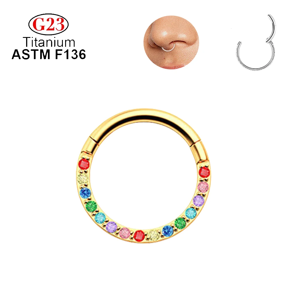 1/10 قطعة 16 جرام G23 التيتانيوم قوس قزح تشيكوسلوفاكيا الأنف الدائري مسمار الحاجز الأذن الزنمة الغضروف Daith ثقب الأقراط الثقب مجوهرات #4