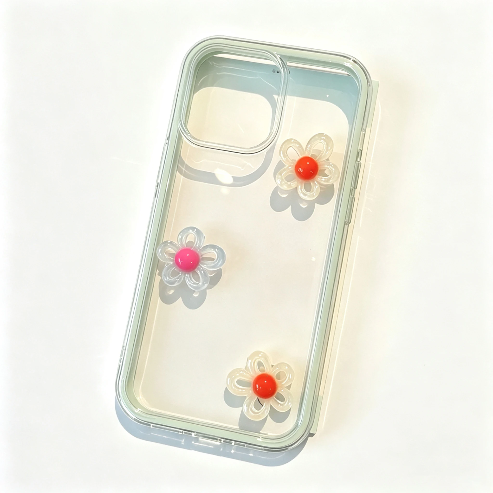 Makronen-Design mit 3D-DIY-Blumen-Handyhülle für iPhone 16 14 15 Plus 12 13 14 15 17 16 Pro Max 17 Air Transparente Silikon-INS-Hülle – Detail 5