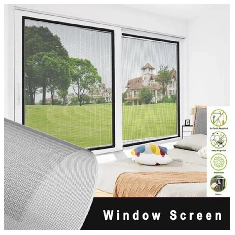 

WEFILM Inset Window Mosquito Net Screen Mesh Air Tulle Summer Invisible Anti-Mosquito Net Fiberglass Removable Washable Screen