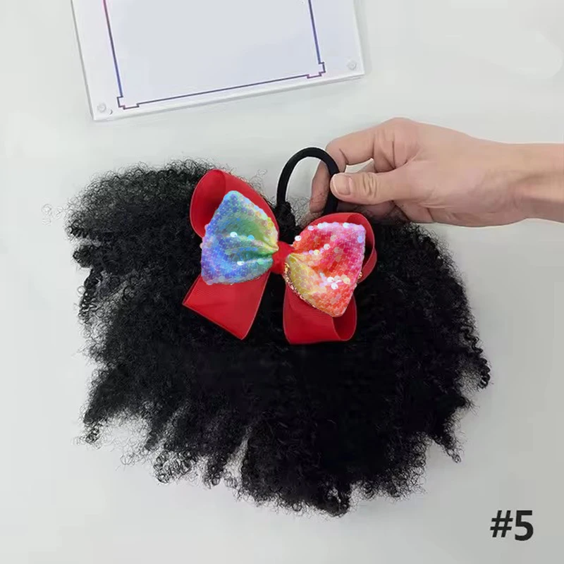 2pcs/pack Soft cute 4inch puff  elastic band twist ponytail go afro kinky marley bouncy feel like natural human for baby girls