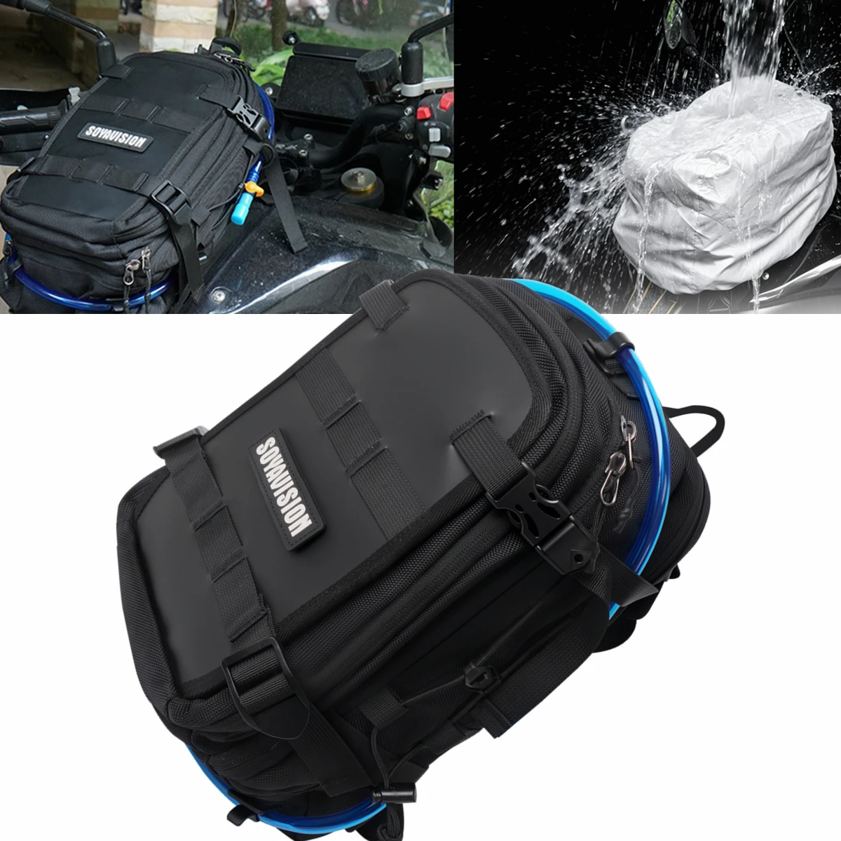 Universal Motorcycle Tank Bag 9L Waterproof With 1.5L Water Bag Motorcycle Backpack With Rain cover Multi-function Laggage Bag