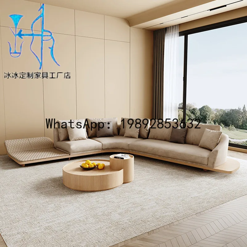 XL Japanese Style Seijitsu Style Tech Fabric Combination Living Room Modern Light Luxury Irregular Corner Curved Sofa