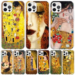 Kiss by Gustav Klimt Desig Case Phone Cover for Apple iphone 16 15 14 13 12 Mini 11 Pro Max 16E X XS XR 7 Plus 8 + SE 2020 Trend