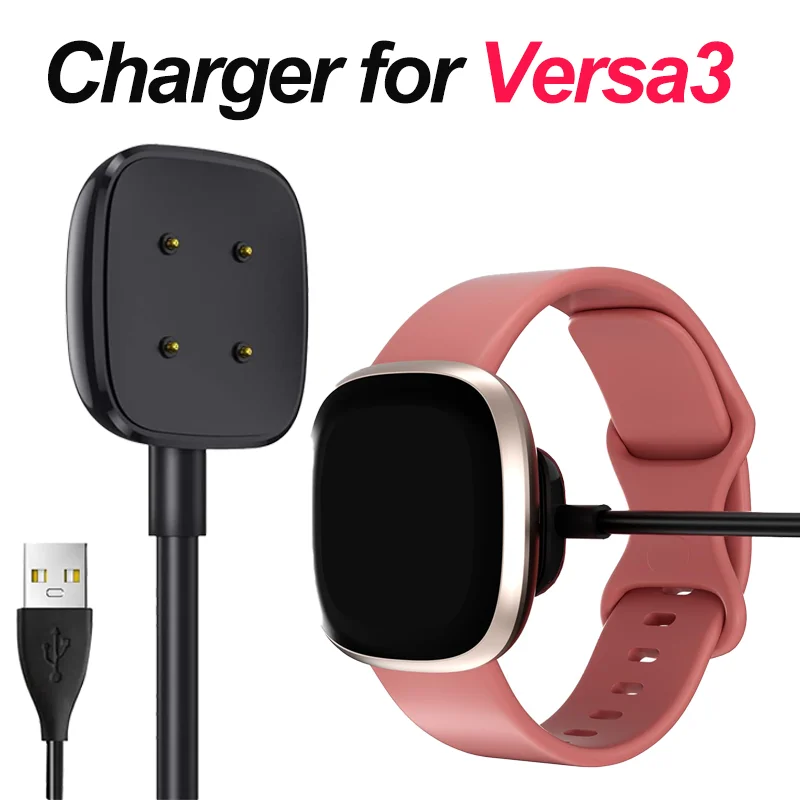 For Fitbit Versa 4/3 & Sense 2/1 Replacement Charging Cable - Magnetic USB Dock Stand, Fast Charging, Overcharge Protection