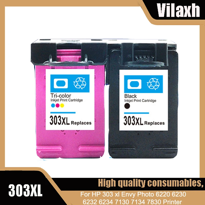 

Vilaxh 303XL Compatible Ink Cartridge for hp303 Replacement For HP 303 xl Envy Photo 6220 6230 6232 6234 7130 7134 7830 Printer