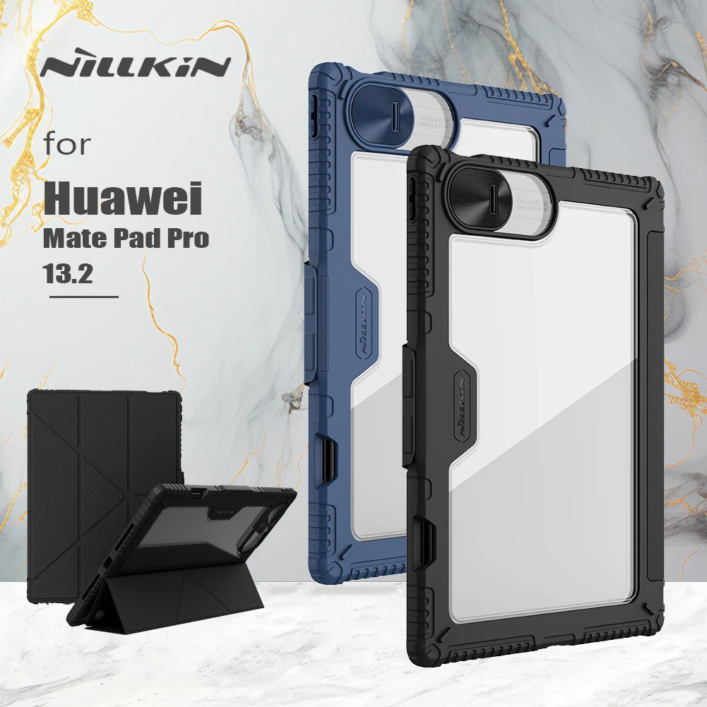

Nillkin для Huawei Mate Pad Pro 13,2 2023, бронированный бампер, слайд-крышка для камеры, все покрытие, кожаный флип-чехол с автоматическим пробуждением
