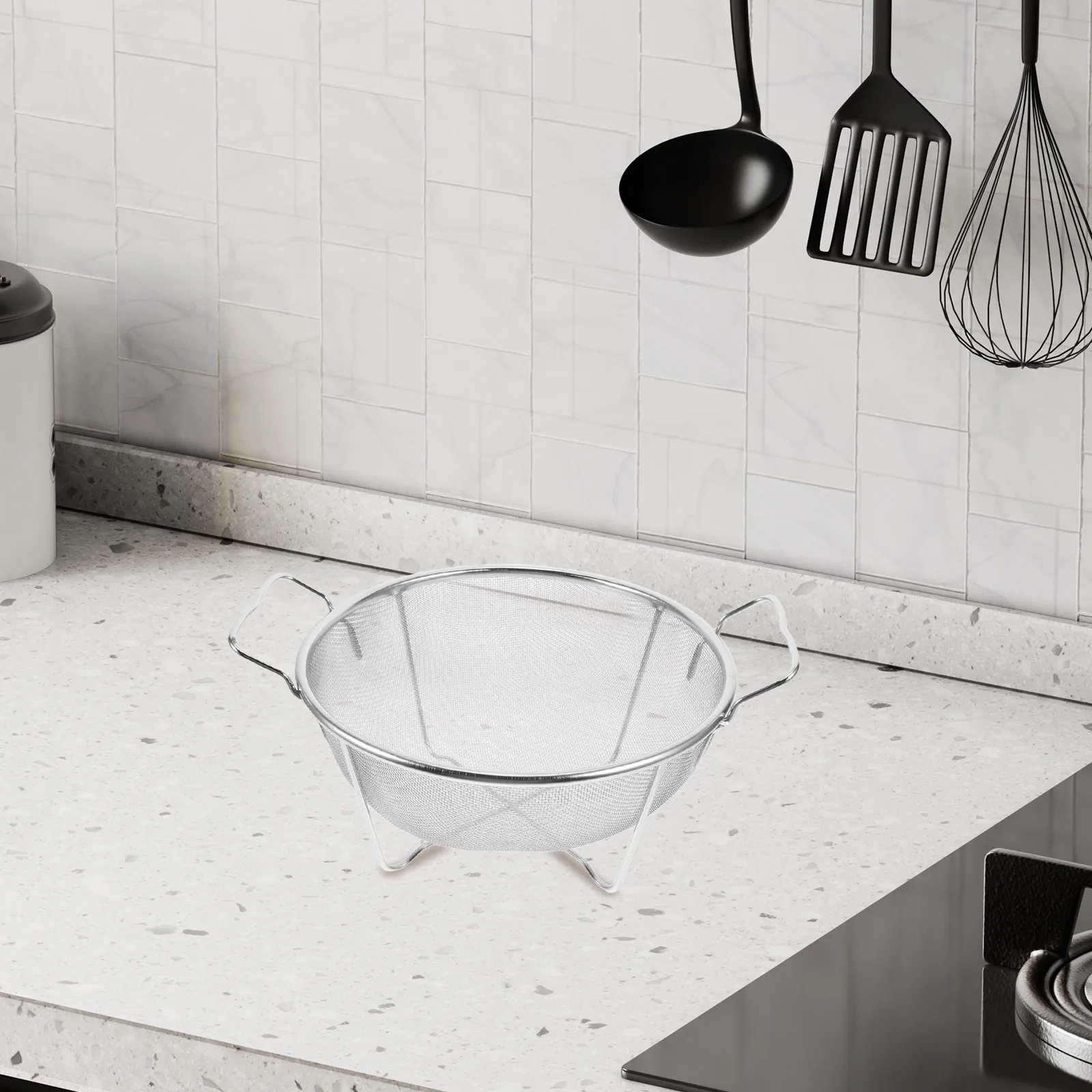 

Stainless Steel Mesh With Handle Fine Colander For Kitchen Metal Hand Held Strainer Dual Ear Efficient Filtration Easy