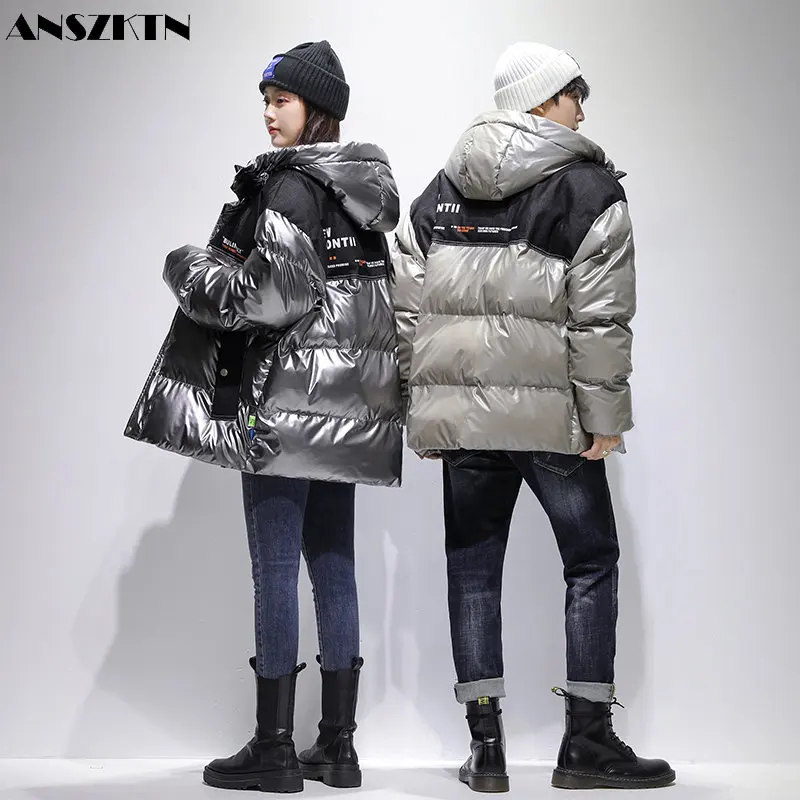 ANSZKTN New autumn and winter men\'s padded jacket couple leisure thickened hooded bread padded jacket