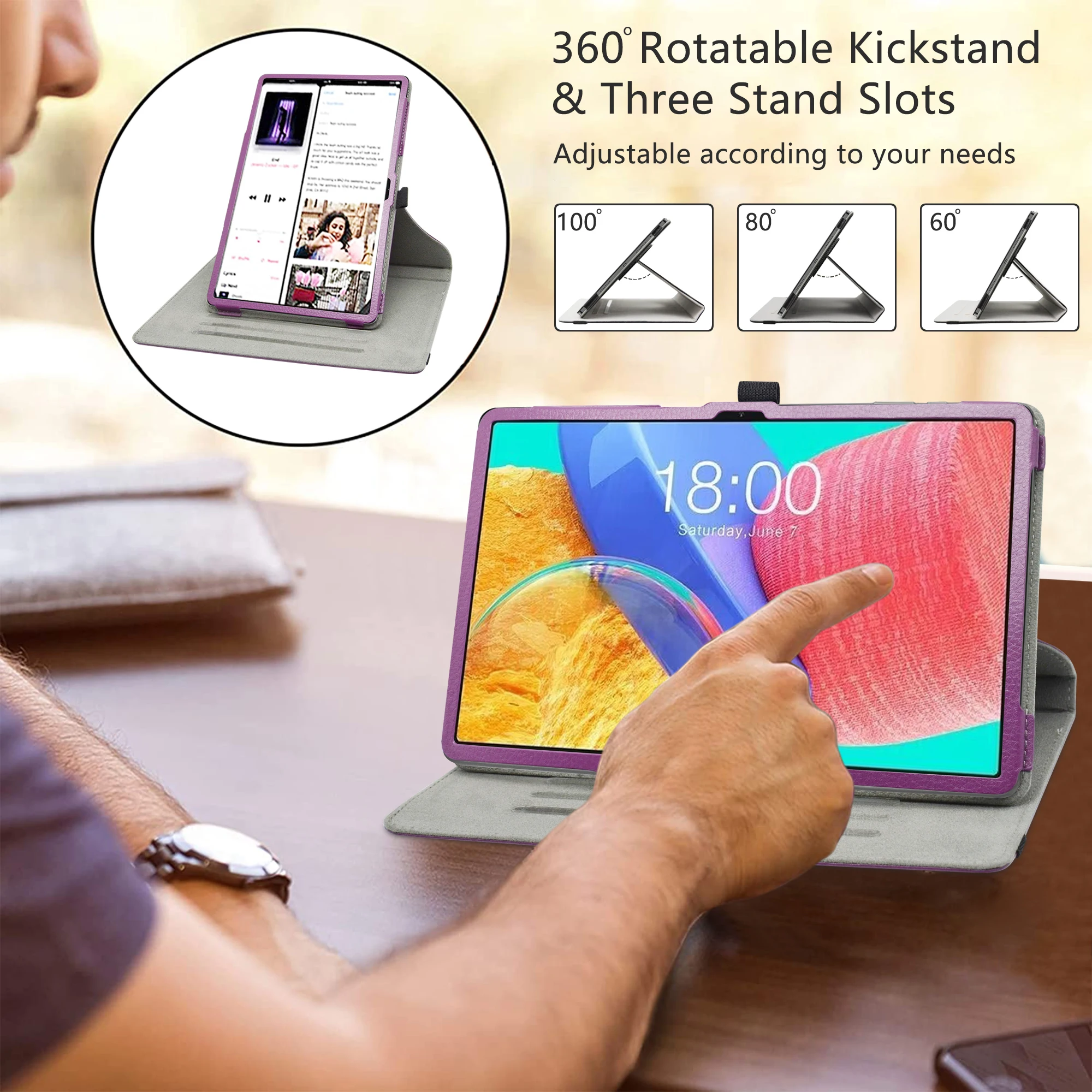 Immagine 5: Copertura in pelle PU rotante a 360 gradi per Tablet TECLAST T50 Pro da 11