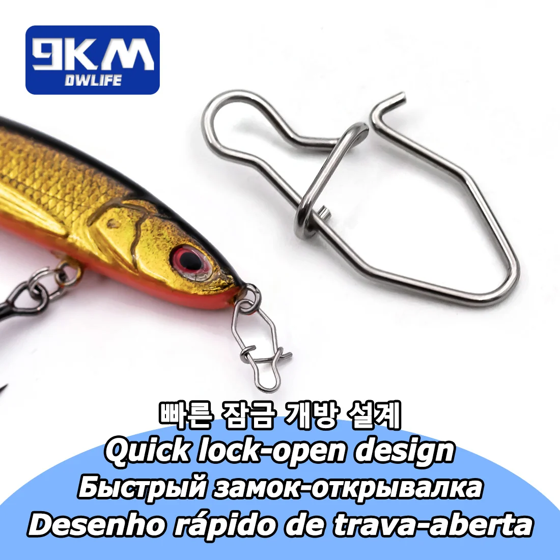 9KM 50Pcs Angeln Snap Clip Edelstahl Angeln Locken Stecker Duo Lock Schnelle Snaps Angeln Süßwasser Crankbait Snap angelgerät – Detail 3