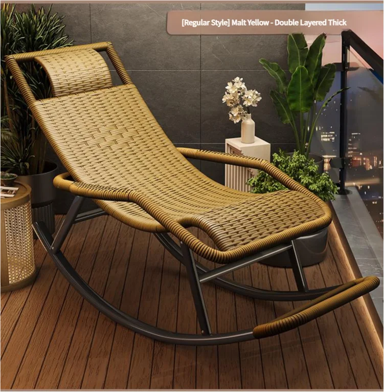 كرسي مريح للترفيه للمنزل الكبار المسنين أريكة استرخاء واحدة للفندق في الهواء الطلق أنيق الروطان الروك للغداء