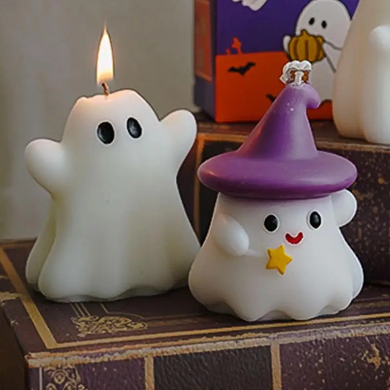 Halloween Candles Fun Face Ghost Scented Shaped Candles Horror Candle Tea Lights Goth Room Decor For Dining Table Party Bedroom