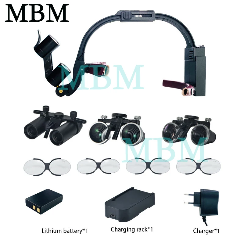 MBM 2.5X+3.5X+6X Binocular Magnification LED Head Light Set Dental Loupes Dentist Surgical Headlight Dentistry Surgery Lamp