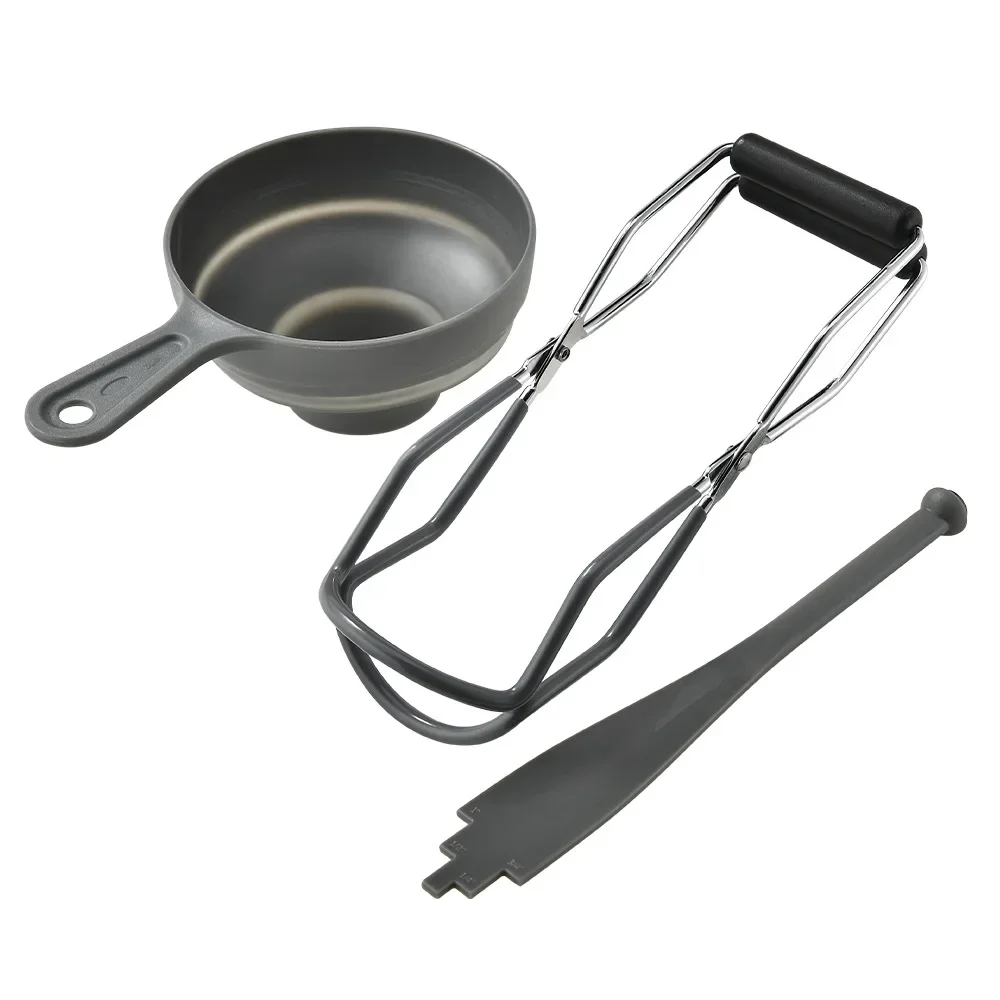 ملقط رفع قمع من السيليكون ، شريط قياس ، صلب مقاوم للصدأ ، قادوس تعليب ، فلتر بمقبض ، رافع برطمان زجاجي #6