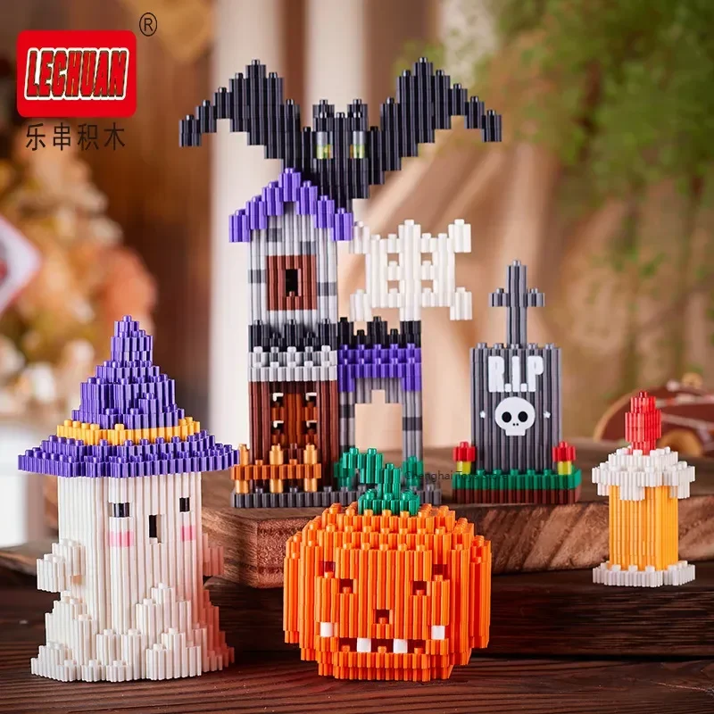 Linkgo-décennie s de construction de figurines pour enfants, jouets en briques, père Noël, wapiti, bonhomme de neige, arbre, maison, assemblé, micro, cadeau d'Halloween, Noël